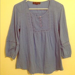 Light Blue Peasant Top